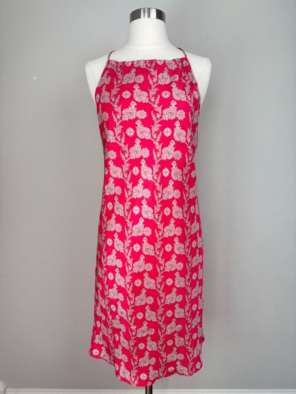 Vintage Gap 2003 Silk Pink Paisley Halter Dress XS Y2K